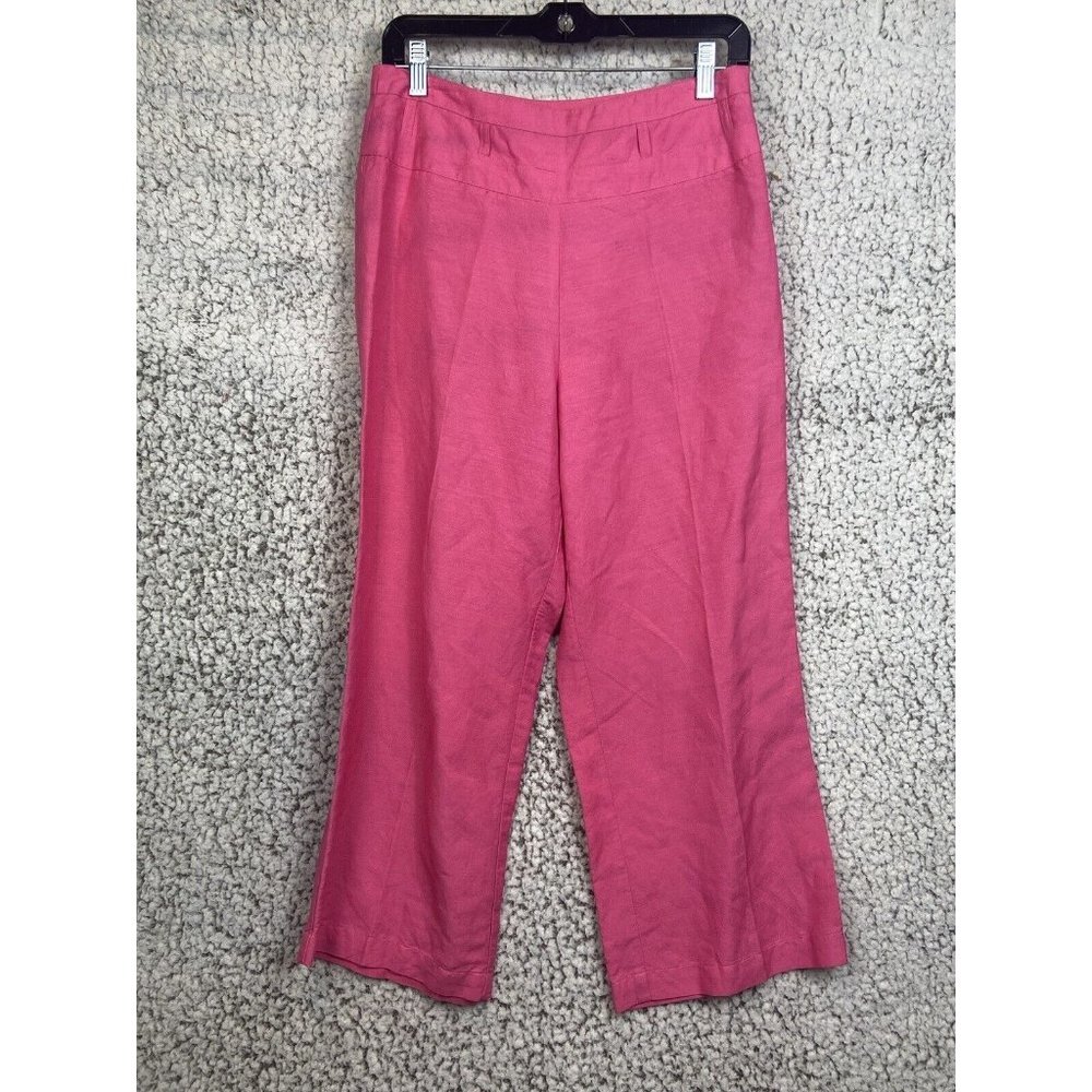 Lino USA pink Ramie pants wide leg zipper close women's size Small